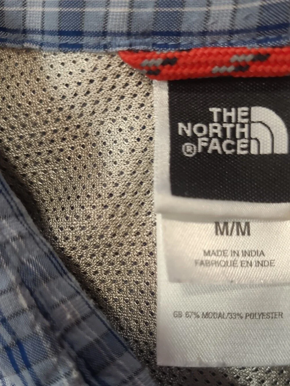 The North Face Shirt Men's M Blue Plaid Button Up Short Sleeve Active Shirt